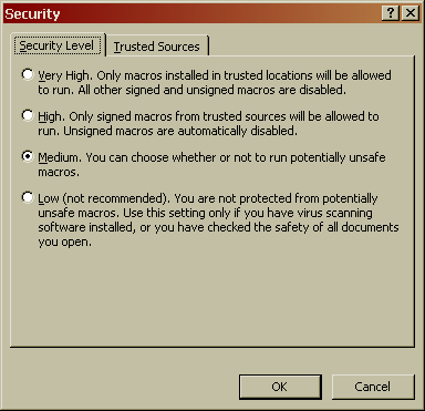 powerpoint's security settings